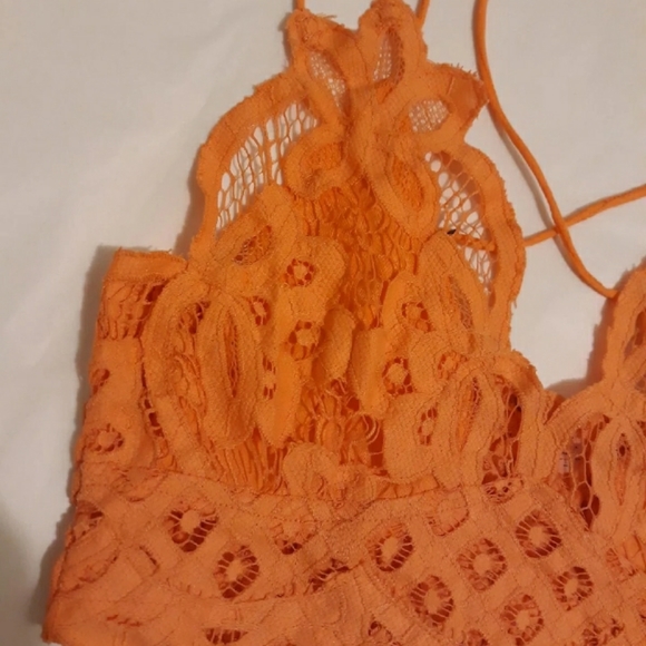 Free People Adella Lace Bralet Neon Peach - Picture 10 of 13
